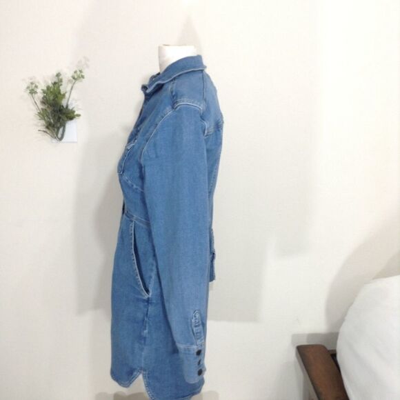 Free People Dynomite Denim Jean Mini Dress Size Medium - Picture 3 of 8